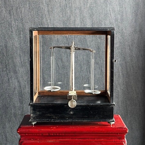Antique Apothecary Balance Scale, Vintage Pharmacy Brass Scale, Scientific Laboratory Decor, 19th Century Chemist Equipment