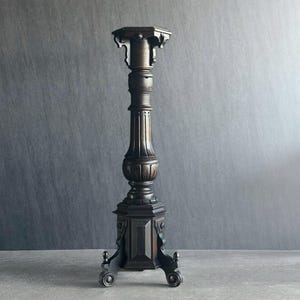 Vintage Wooden Pedestal Stand - Antique Display Column - Rustic Wood Plant Stand - Solid Wood Sculpture Base - Classic Entryway Decor