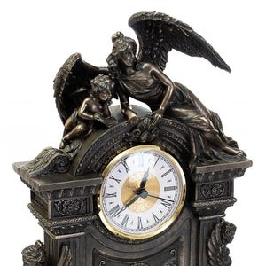 Antique angel clock, bronze plated clock