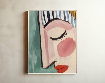 Minimalist Face Art Print – Elegant Expressionist Painting (Digital Download)