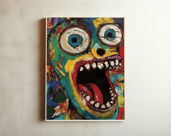 Abstract Face Art Print – Expressionist Bold Painting (Digital Download)