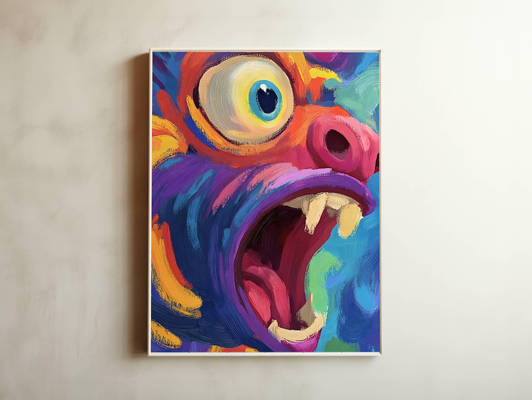 Vibrant Monster Art Print – Bold Abstract Painting (digital Download ...