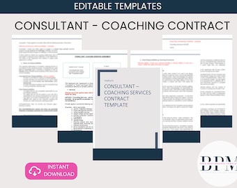 Consultant Coaching Contract Template, Customizable Agreement (Digital Download)