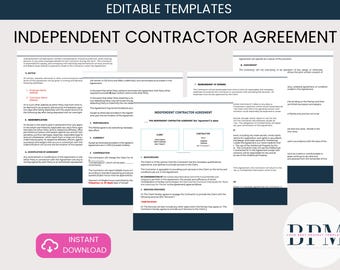 Plantilla de contrato de contratista independiente, MS Word, Google Docs (Descarga digital)