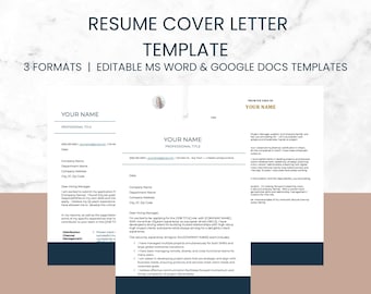 Paquete de cartas de presentación, plantillas de cartas de presentación minimalistas (3 versiones), editables en Word y Google Docs para solicitudes de empleo o redacción de currículums