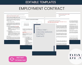 Plantilla de contrato de trabajo editable, acuerdo para pequeñas empresas (MS Word y Google Docs) (descarga digital)