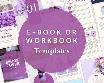 Plantilla editable de cuaderno de trabajo morado, imán de clientes potenciales, plantilla de libro electrónico (Canva)