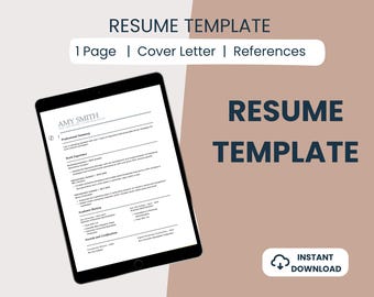 Plantilla de currículum moderna, CV con carta de presentación (descarga digital)