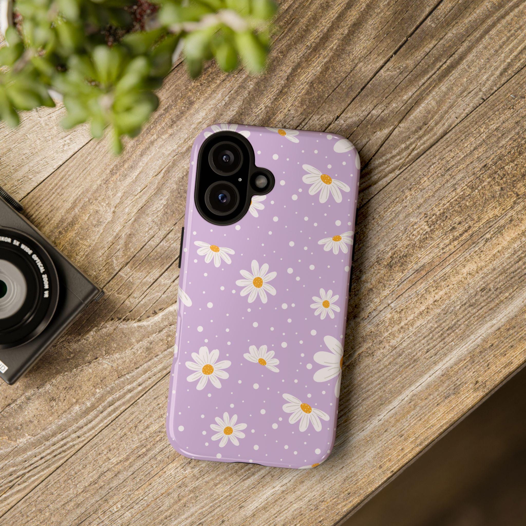 Floral Phone Case - Tough Cases, Purple Daisy Design, Cute Phone Accessory, Gift for Her, Nature Lovers, Spring Style