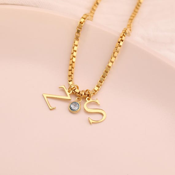 Collana Con Iniziale E Pietra Portafortuna Dixbix - Regalo Personalizzato Per Donne Con Scatola, Oro Rosa E Strass