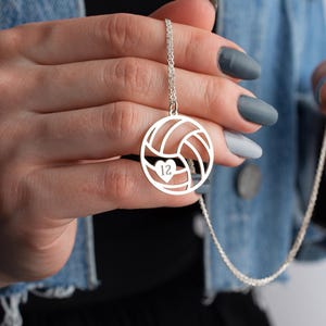 Sterling Silver Volleyball Necklace: Personalized Number, Sport Jewelry
