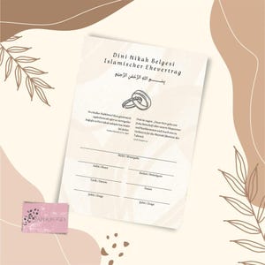 Nikahbelgesi, Dini Nikah belga, certificado de matrimonio islámico, dote, Mehir, acuerdo de matrimonio islámico, Dininikahbelgesi, certificado Nikah