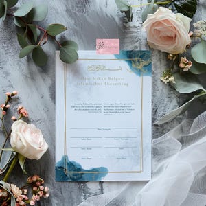 Nikahbelgesi, Dini Nikah belga, certificado de matrimonio islámico, dote, Mehir, acuerdo de matrimonio islámico, Dininikahbelgesi, certificado Nikah