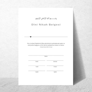 Nikahbelgesi, Dini Nikah Belgesi, Islamische Eheurkunde, Brautgabe, Mehir, Islamische Ehevereinbarung, Mahr, Dininikahbelgesi