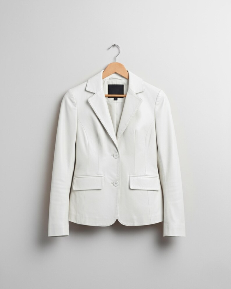 Handmade Red Leather Blazer: Women's Genuine Leather Coat White