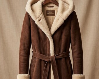 Handmade Shearling Lined Suede Coat | Women's Western Style