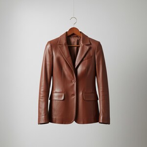 Handmade Red Leather Blazer: Women's Genuine Leather Coat Brown