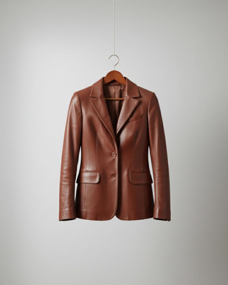 Handmade Red Leather Blazer: Women's Genuine Leather Coat Brown