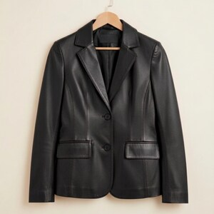 Handmade Red Leather Blazer: Women's Genuine Leather Coat Black