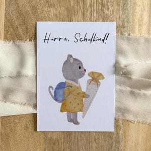 Postkarte Einschulung A6 Katze Karte Schultüte Kindergeburtstag Postkarte Kinder Postkarte Geburtstag Geburtstagskarte Geburtstagsgeschenk