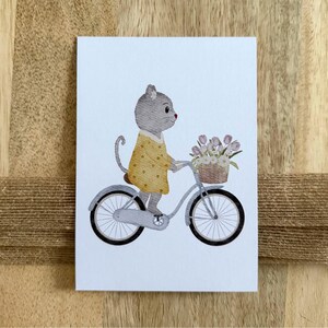 Postkarte Katze Fahrrad A6 Karte Kindergeburtstag Postkarte Kinder Postkarte Geburtstag Geburtstagskarte Geburtstagsgeschenk Mama Papa Blume