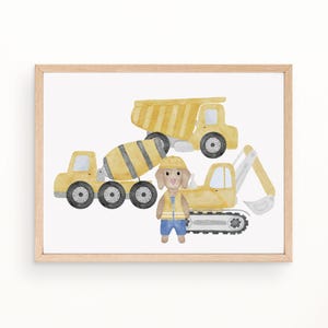 Poster Dog Bauarbeiter A4 Kinderposter Poster Kinderzimmer Poster Baby Geschenk Fahrzeuge Poster Kinder Bagger Poster Deko Baustelle Poster