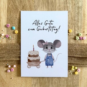 Postkarte Geburtstag Maus A6 Kuchen Karte Kindergeburtstag Postkarte Kinder Postkarte Geburtstag Geburtstagskarte Geburtstagsgeschenk