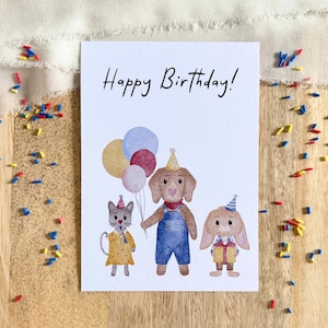 Postkarte Geburtstag Hund Katze Hase A6 Karte Kindergeburtstag Postkarte Kinder Postkarte Geburtstag Geburtstagskarte Geburtstagsgeschenk