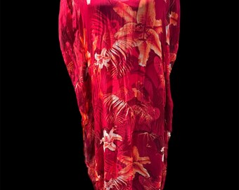 lucky brand red floral dress Lucky Brand Maxi Tunic Red Floral Boho Sleeveless Dress Nwt Size Small Gift  for Her Summer Festival Resort Wear