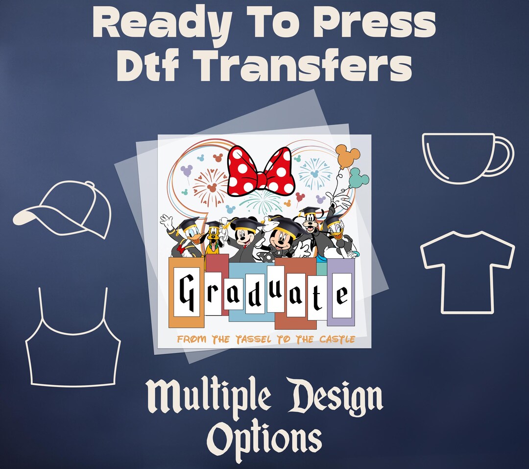 Disney Graduation Dtf, Minnie Head Graduate Dtf, Mickey and Friends ...