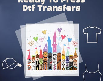 Disney Castle Star Wars Dtf, Star Wars Characters Dtf Ready To Press, Family Star Wars Dtf, Disney Trip Heat Transfer, Star Wars Iron On