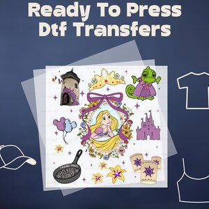 Princess Rapunzel Ribbon Dtf Ready to Press, Rapunzel DTF Print, Disney Princess Coquette Bow DTF Transfer, Rapunzel Mirror Dtf Sheet