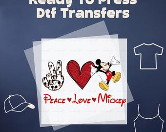Peace Love Mickey DTF, Disney Trip DTF, Disney DTF Transfer Ready to Press, Disney Dtf Print Heat Transfer, Disney World dtf, Disneyland Dtf