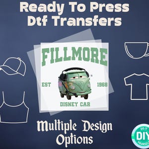 Fillmore Disney Car Dtf Transfer, Fillmore Dtf Ready To Press, Fillmore Car Dtf Sheet, Disney Cars Heat Transfer Iron On Transfer