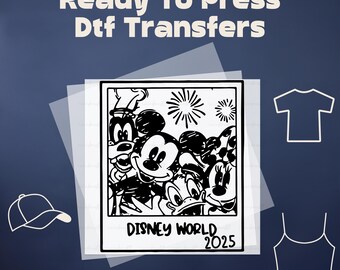 Disney World 2025 Mickey and Friends Drawing DTF, Disney Trip DTF, Disney DTF Transfer Ready to Press, Disney Dtf Print Heat Transfer