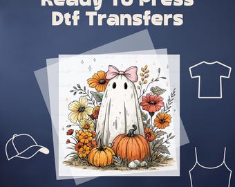 Cute Ghost Pumpkin Fall DTF Transfer, Halloween Ready to Press, Spooky Season DTF, Fall Iron On Transfer, Spooky Ghost Dtf Heat Press