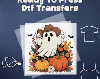 Cute Ghost Pumpkin Fall DTF Transfer, Halloween Ready to Press, Spooky Season DTF, Fall Iron On Transfer, Spooky Ghost Dtf Heat Press