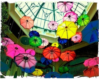 Colorful Spring Umbrellas, digital photo, office art, Las Vegas,  home decor, wall art, paper art, kitchen art, sun room art