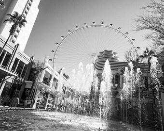 Las Vegas, black and white photo, street art, home decor, wall art, office art, Nevada art, office art, paper art, water, city, fine photo