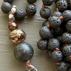 Notre Dame de Paris Long Beaded Necklace on Black Lava Beads image 2