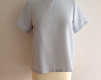 90s pastel blue minimalist polo top (s)