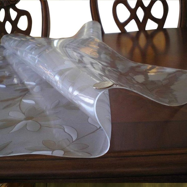 Custom Daisy Pattern PVC Table Protector Pad: Soft Glass Bench Cover