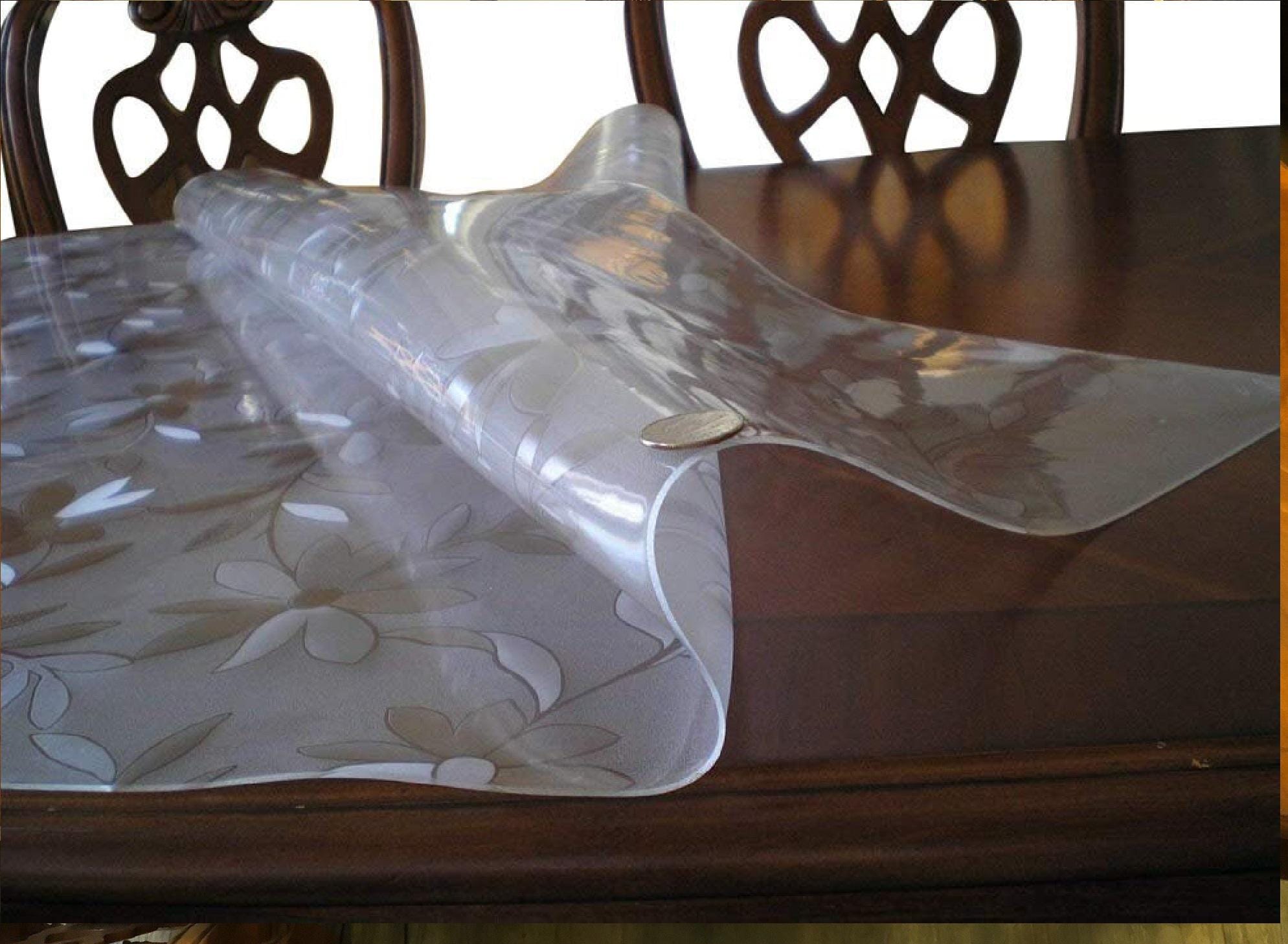 Round Table Protector 42 Inch Clear - 1.5mm Thick Waterproof PVC Cover For Dining Tables Round Table Cover Protector