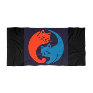 Cat Yin Yang Beach Towel