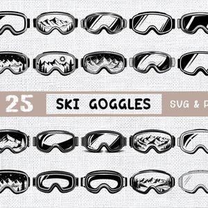 25 Ski Goggles SVG PNG Bundle | Winter Mountain Goggles Clipart for Cricut, Sublimation, Ski Designs & Cold Weather Projects