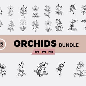 25 Orchids SVG & PNG Bundle | Floral Designs for Cricut, T-shirts, Stickers, and Print Projects | Customizable Orchid Clipart