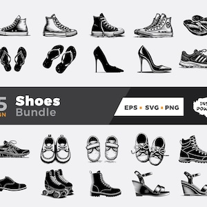 Shoe Designs Bundle: SVG, PNG, EPS Files (Digital Download for Cricut