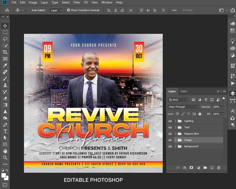 Holy Communion Church Flyer Template, Editable Photoshop & Canva ...