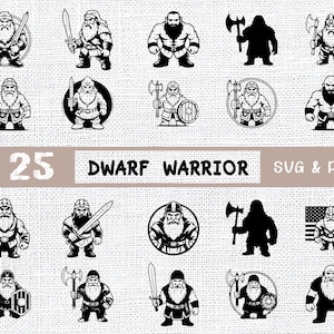 Dwarf Warrior SVG Bundle: Viking Clipart, RPG Fantasy (Digital Download)