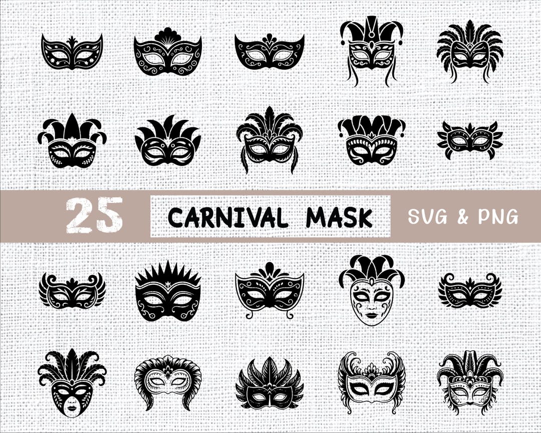 Carnival Mask SVG Bundle: Mardi Gras, Masquerade, Venetian Masks ...